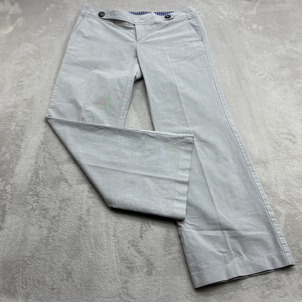 Gap Trousers Women 10 Regular Grey Hip Slung Fit Flared Leg Stretch Cotton Pants